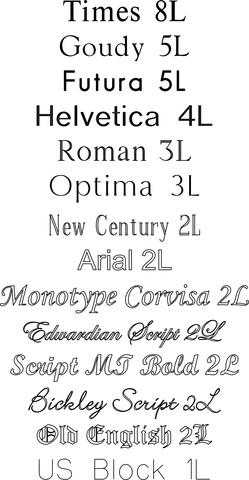 rotary engraving fonts